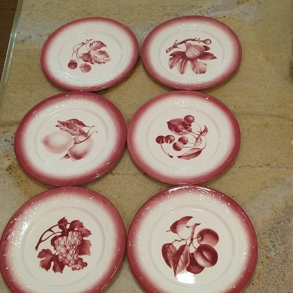 COPY - Comptoir de famille set of 6 plates 8" fruits du verger french rouges